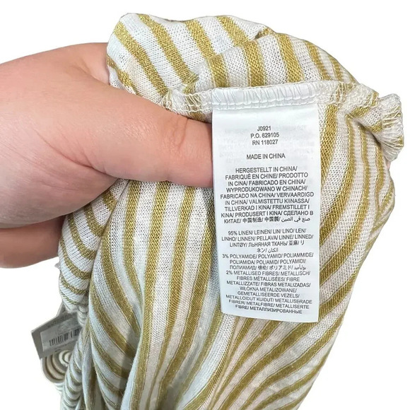 Boden Ottilie Linen Jersey Top Gold Ivory Stripe Size US 14 - Picture 12 of 12